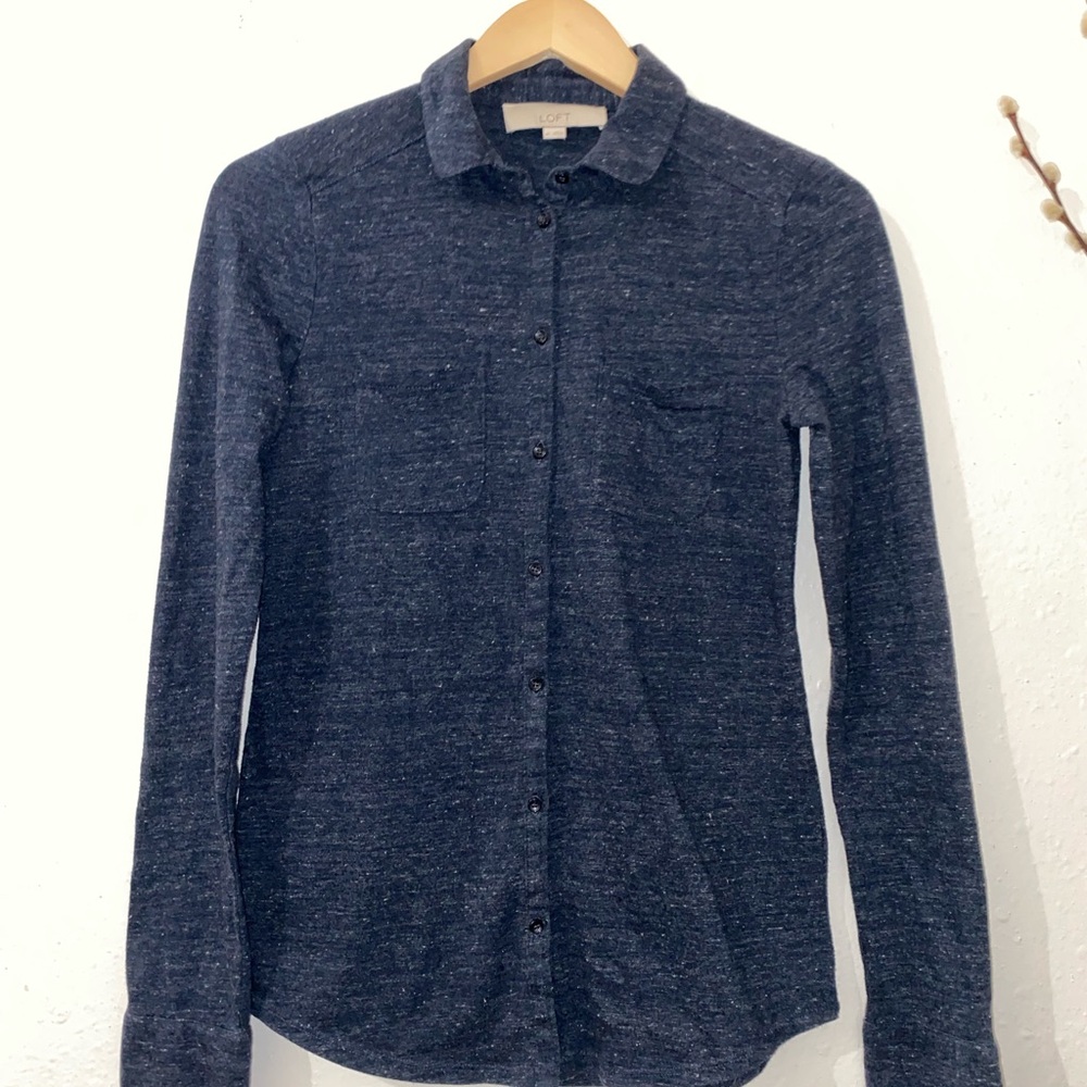 LOFT Blue Speckled Blouse